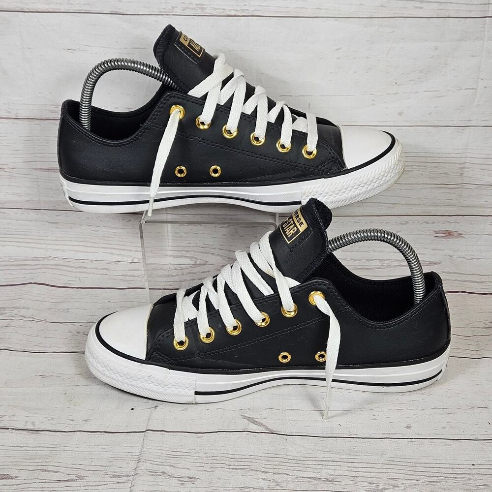 Converse Athletic Shoes Women's Black Gold US 8 Star Studded Low Top - Picture 2 of 8